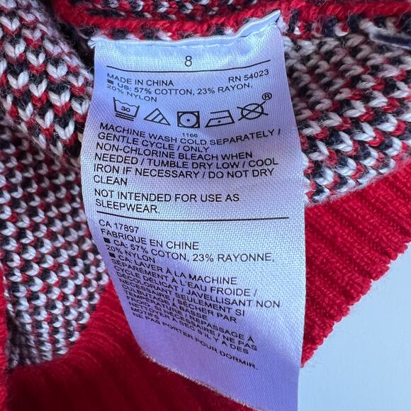 Janie and Jack Reindeer Fair Isle Sweater Red Girls 8 - Picture 8 of 9